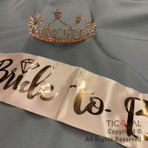 SET VINCHA Y BANDA BRIDE TO BE ROSA GOLD X 1